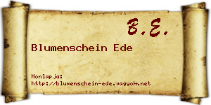 Blumenschein Ede névjegykártya